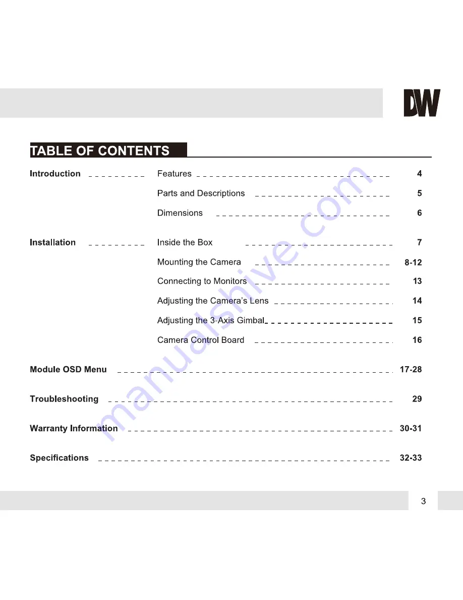 Digital Watchdog DWC-V3363D Скачать руководство пользователя страница 3