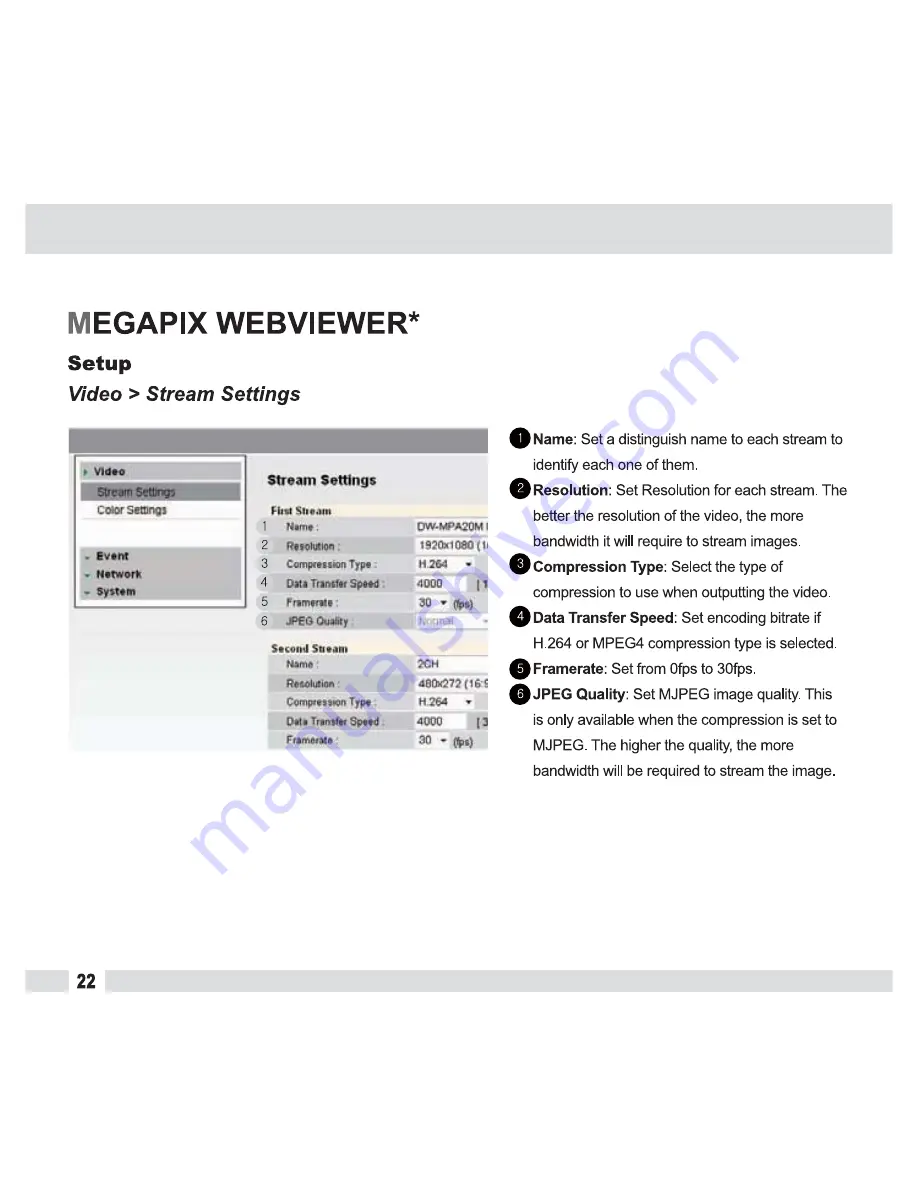 Digital Watchdog MEGApix DWC-MPA20M Скачать руководство пользователя страница 22