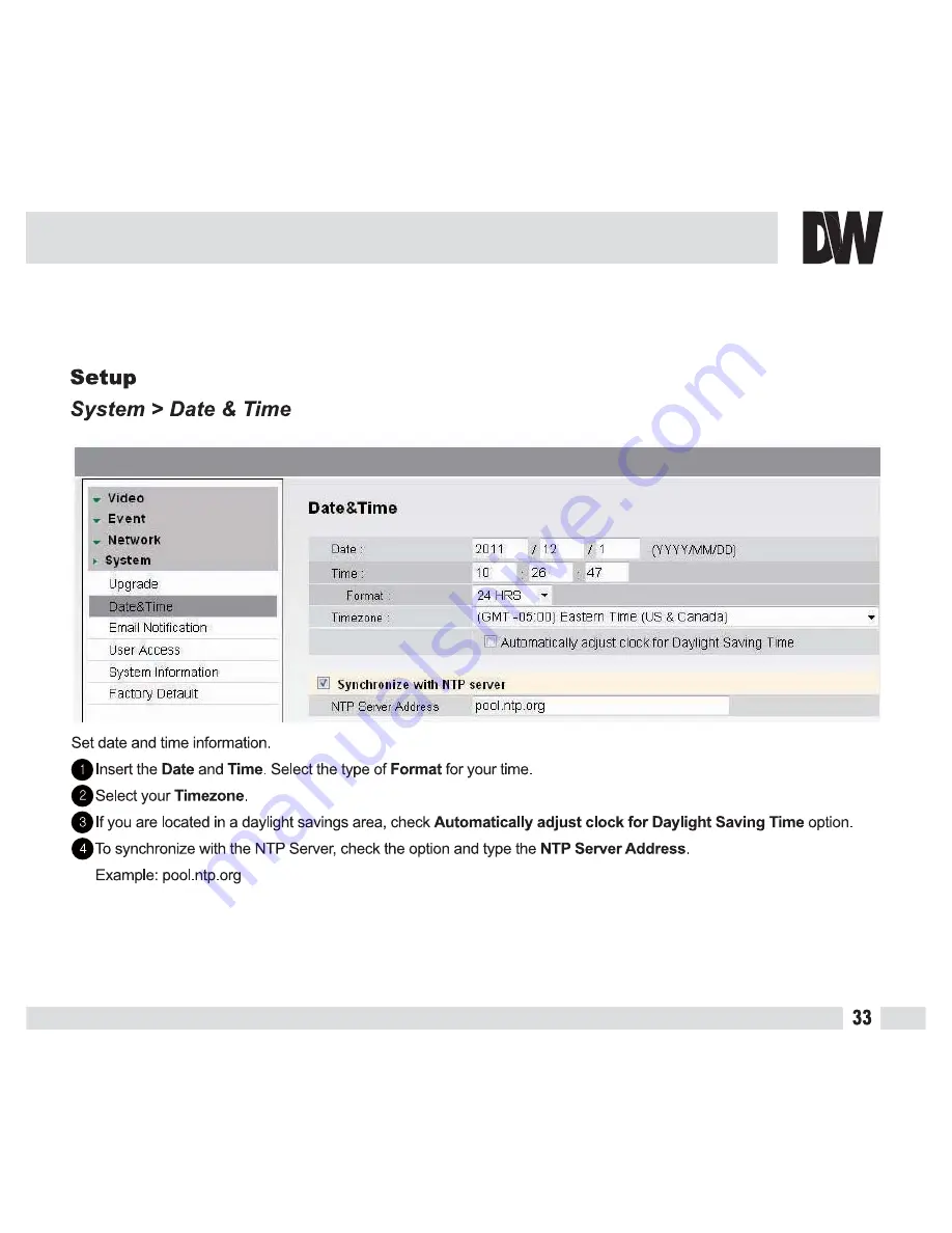 Digital Watchdog MEGApix DWC-MPA20M User Manual Download Page 33