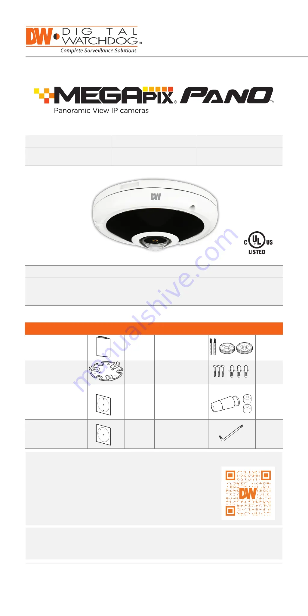 Digital Watchdog MEGApix PanO DWC-PPVF5Di1TW Quick Start Manual Download Page 1