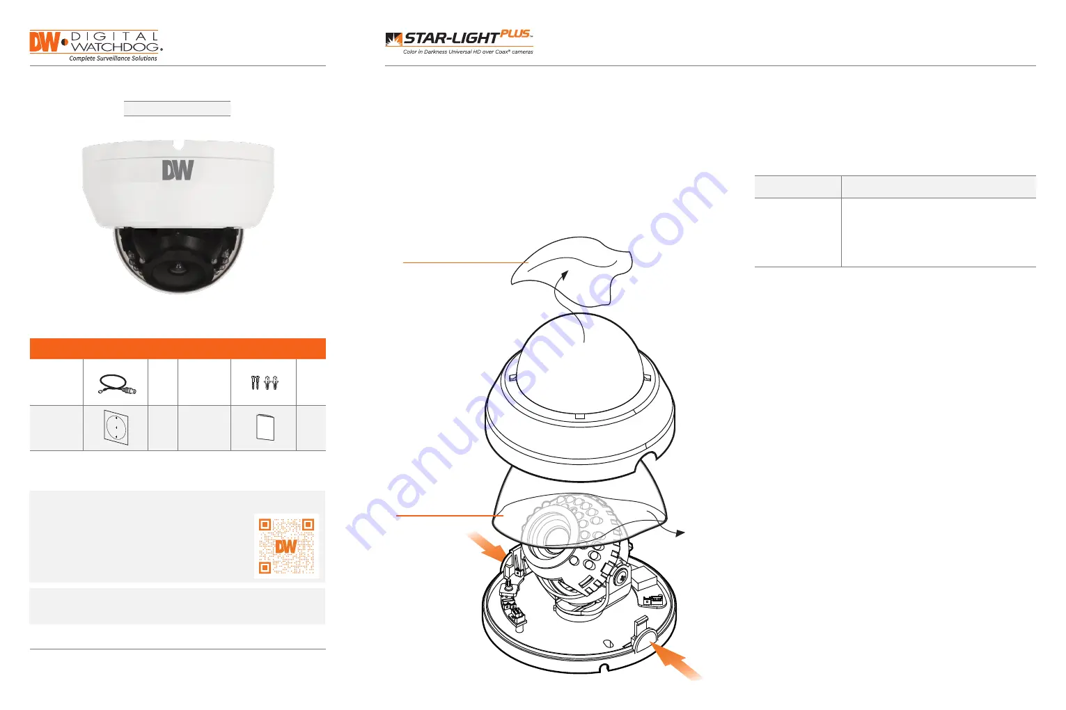 Digital Watchdog STAR-LIGHT PLUS DWC-D3853WTIRW Quick Start Manual Download Page 1