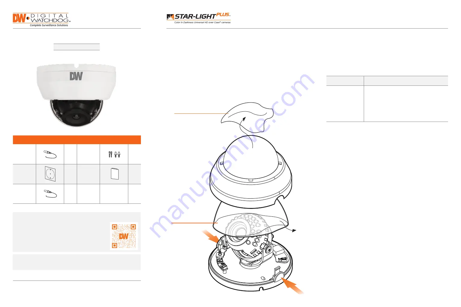 Digital Watchdog Star-Light Plus DWC-D3863WTIRW Quick Start Manual Download Page 1