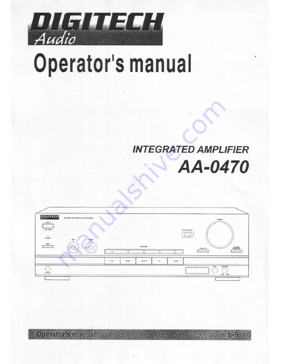 DigiTech AA-0470 Operator'S Manual Download Page 1