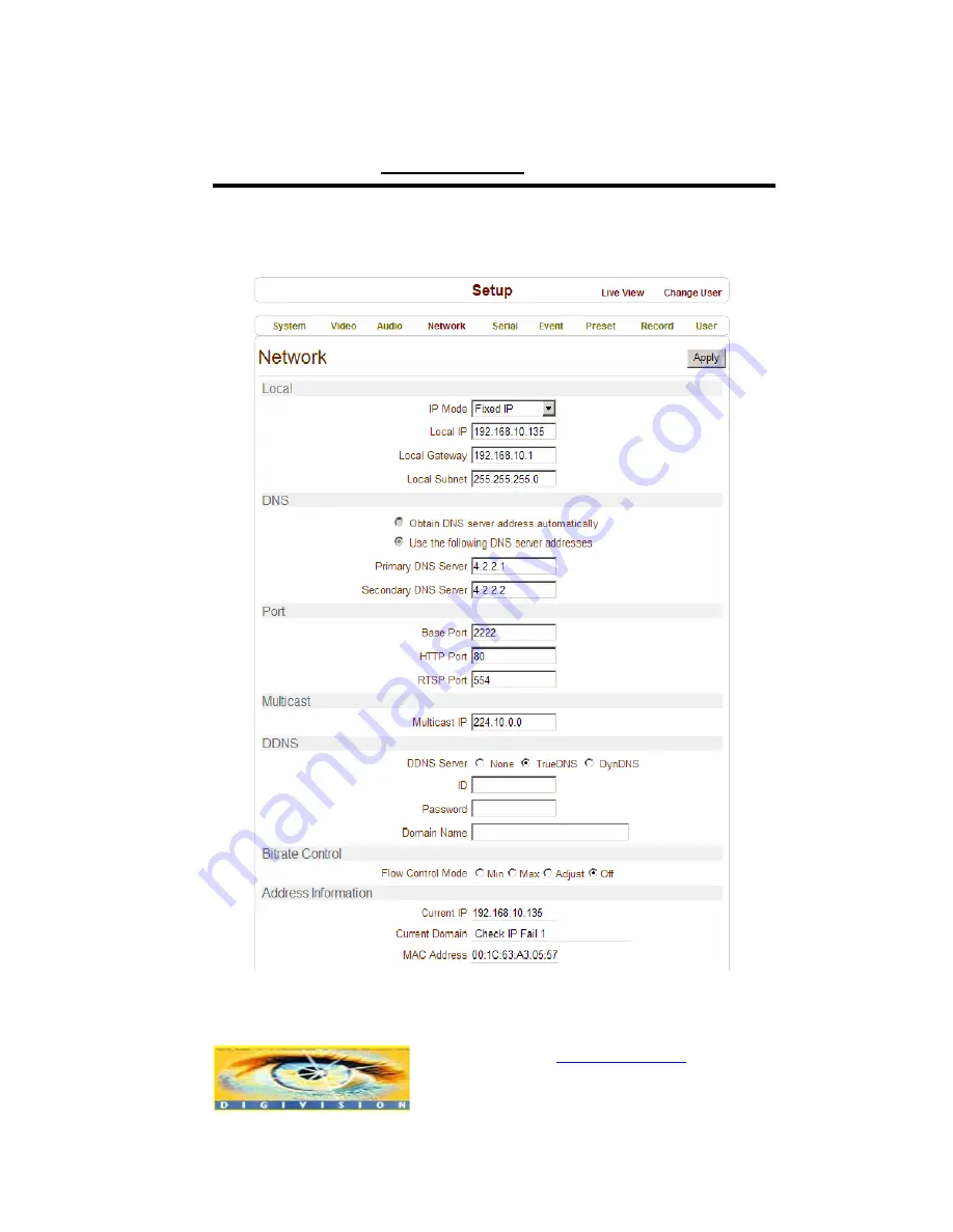 DIGIVISION STREAMERH264 User Manual Download Page 31