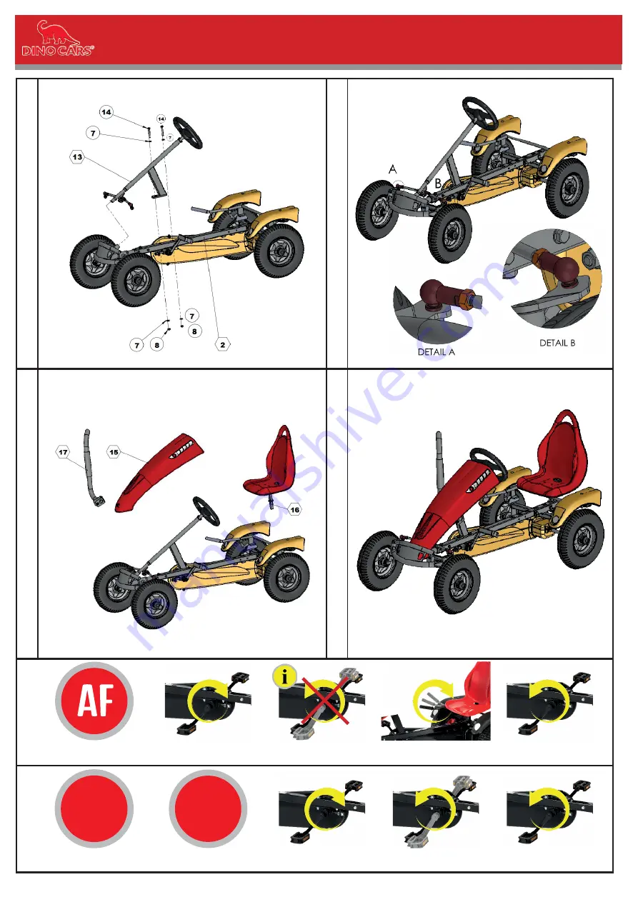 DINO CARS Standard Pedal-Kart Assembly Instructions Download Page 3