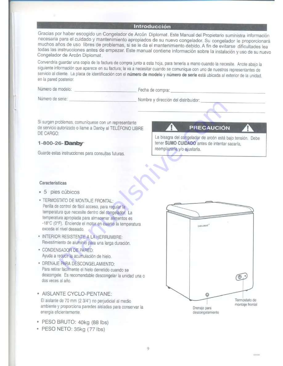 Diplomat DCF500W Owner'S Manual Download Page 10