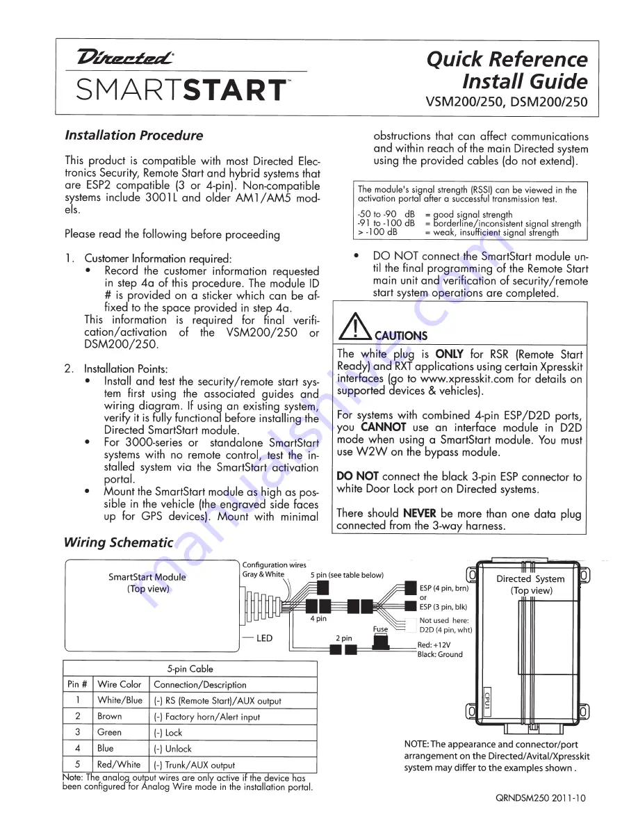 Directed SmartStart 5000 Series Owner'S Manual Download Page 38