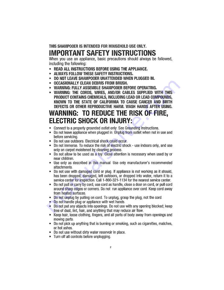 Dirt Devil CE6600 Owner'S Manual Download Page 2