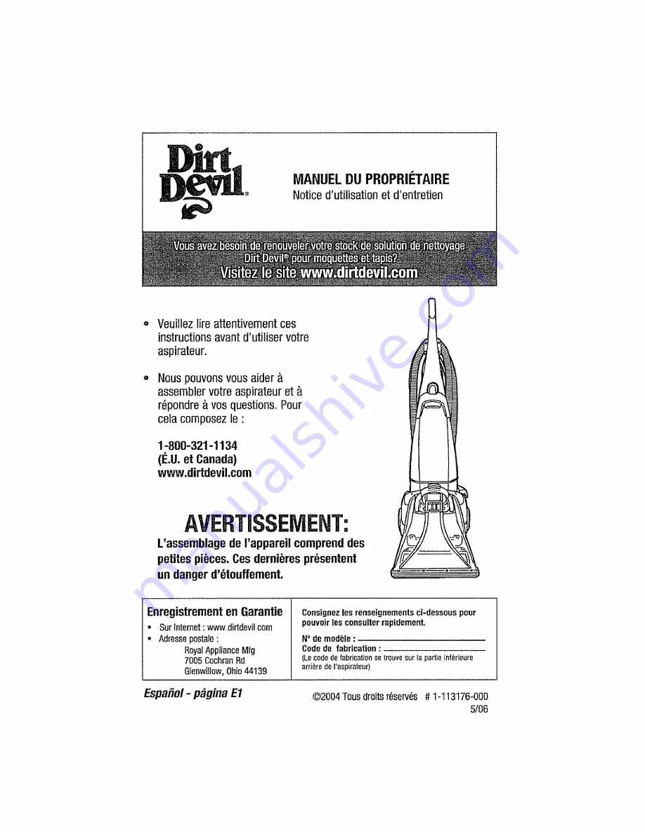 Dirt Devil CE6600 Owner'S Manual Download Page 25