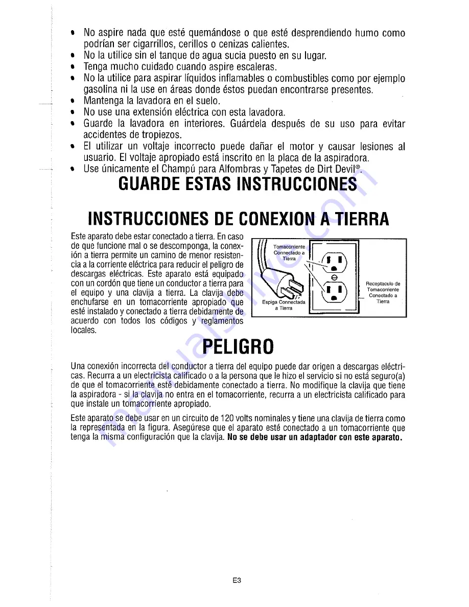 Dirt Devil featherlite Carpet Shampooer Operating, And Servicing  Instructions Download Page 15