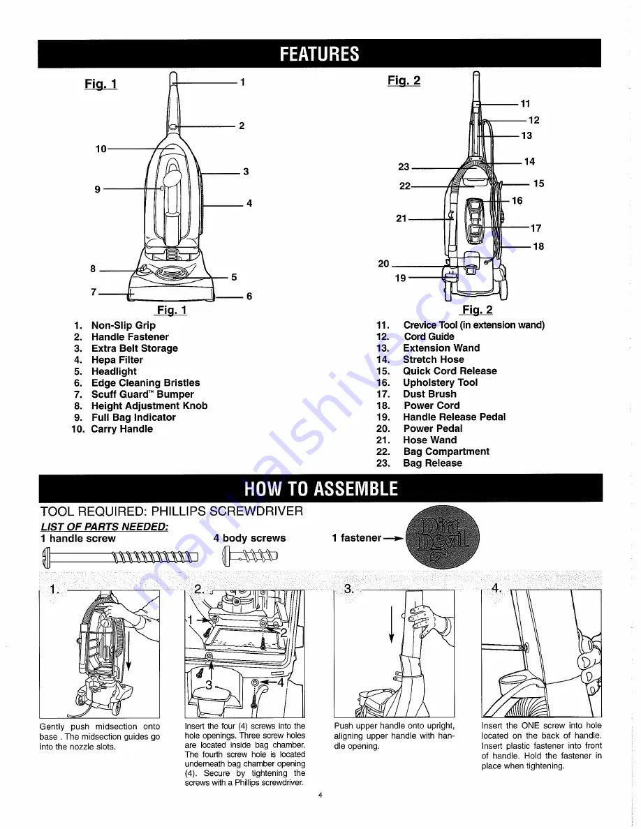 Dirt Devil Platinum Force Owner'S Manual Download Page 4