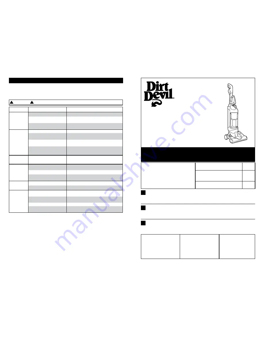 Dirt Devil UD70250 Owner'S Manual Download Page 1