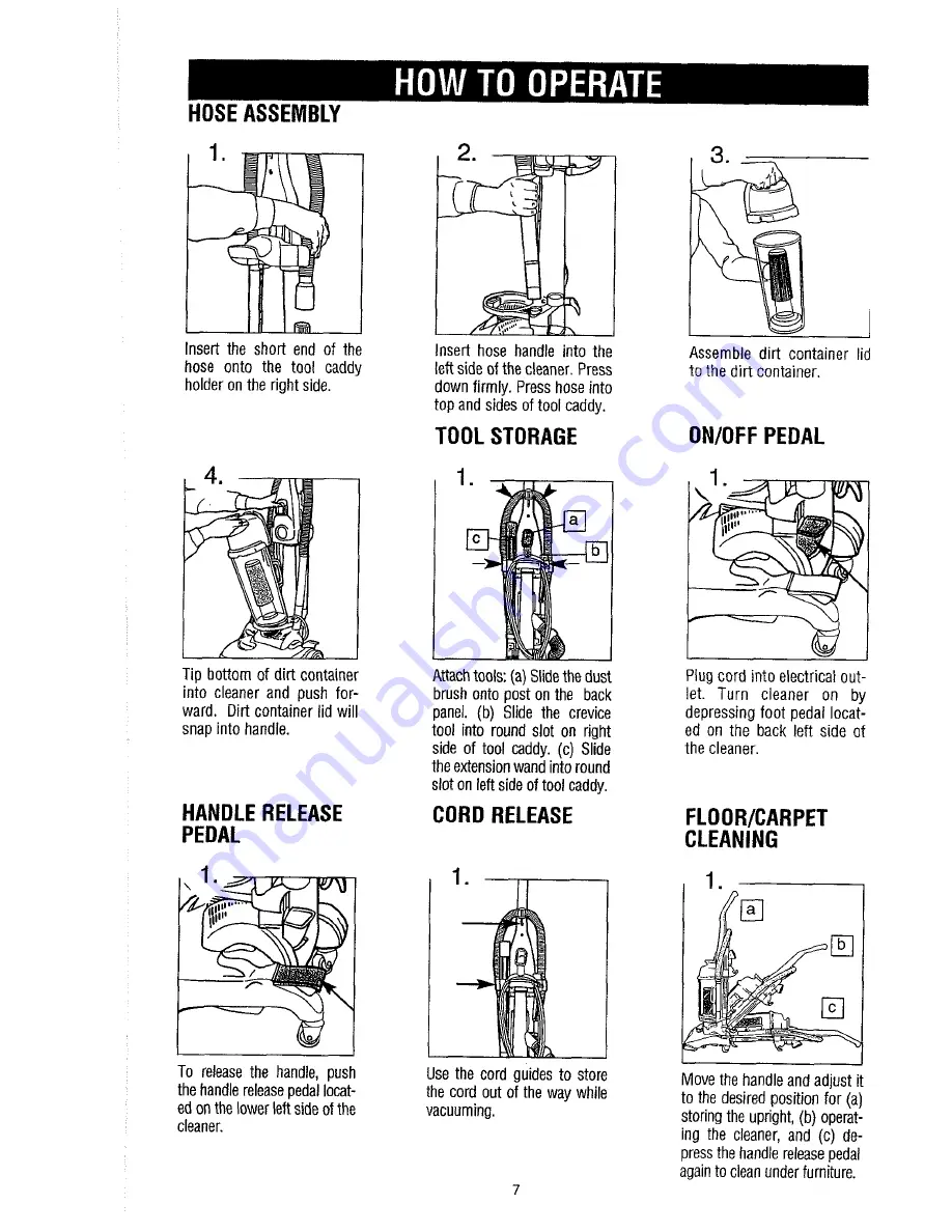 Dirt Devil Vacuum Cleaner Owner'S Manual Download Page 7