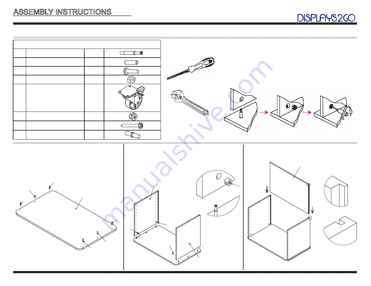 Displays2go NESTING SHELVES WITH WHEELS MBSHF Assembly Instructions Download Page 1