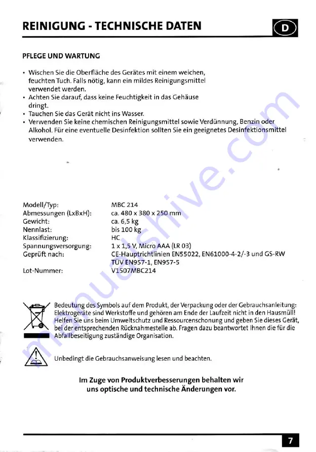 Dittmann 201 2100 Operating Instructions Manual Download Page 7