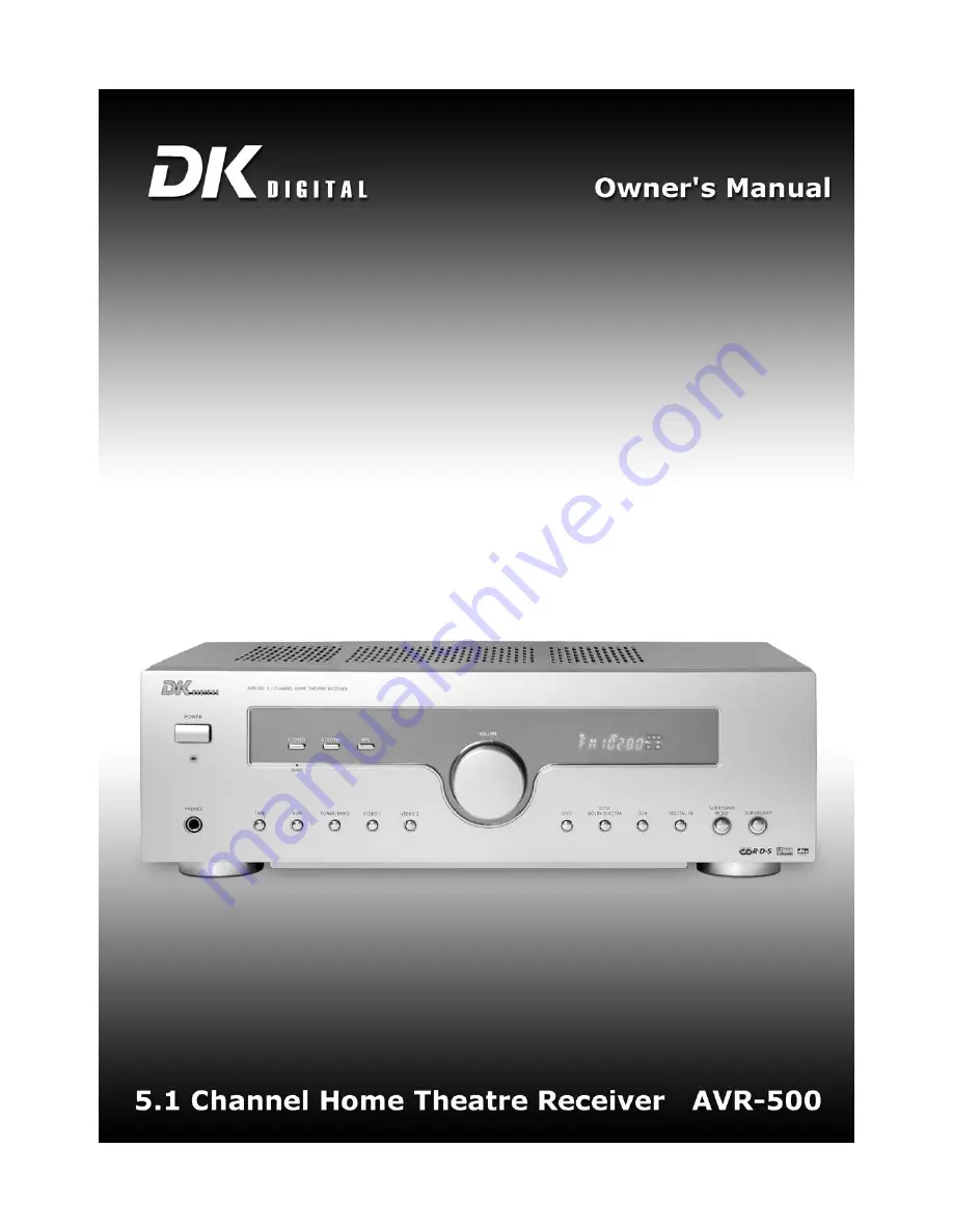 DK Digital AVR-500 Owner'S Manual Download Page 1