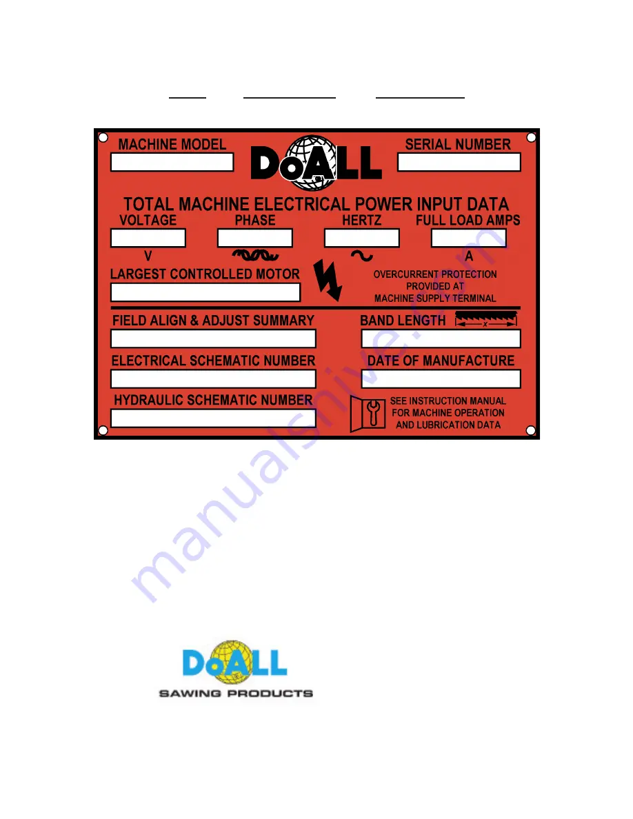 DoAll ZV-3620 Instruction Manual Download Page 3