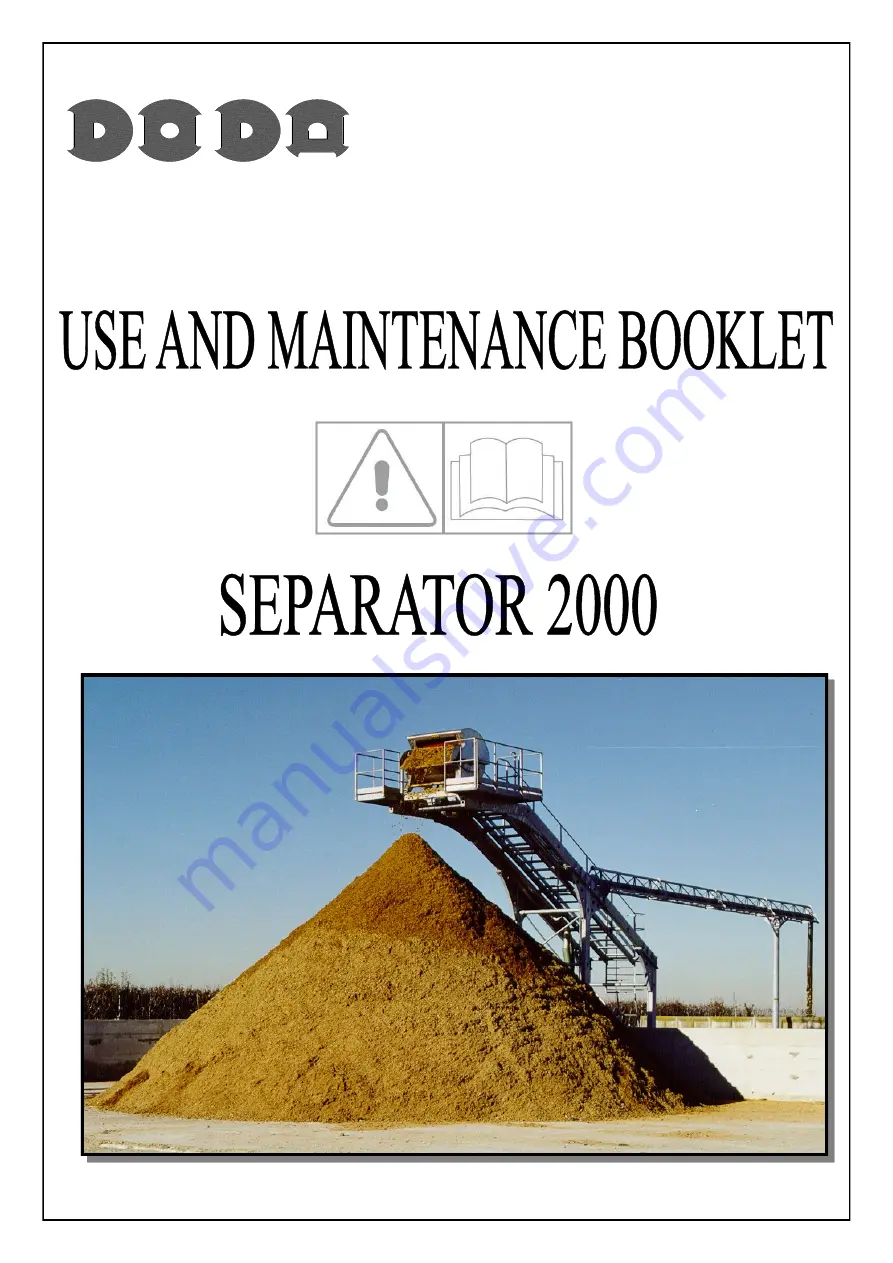 DODA SEPARATOR 2000 Use And Maintenance Booklet Download Page 1