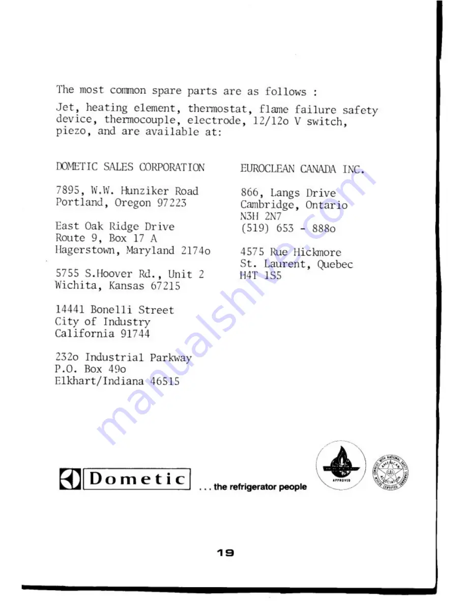 Dometic RM 182 B Скачать руководство пользователя страница 19