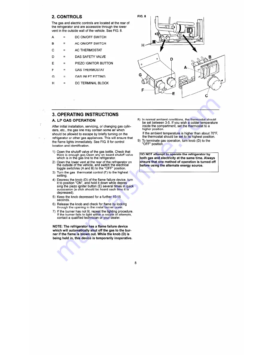 Dometic RM 2202 Installation & Operating Instructions Manual Download Page 8