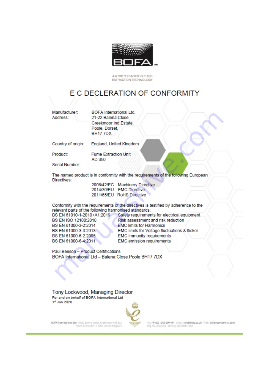 Donaldson BOFA AD 350 User Manual Download Page 19