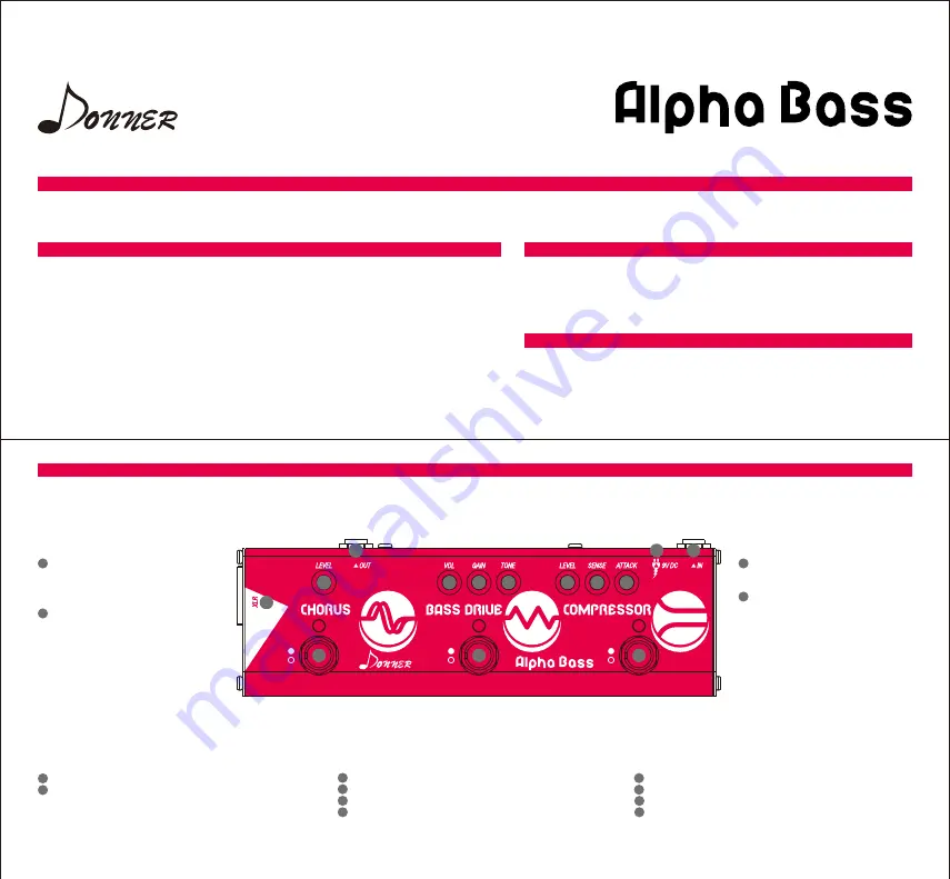 Donner Alpha Bass Owner'S Manual Download Page 2