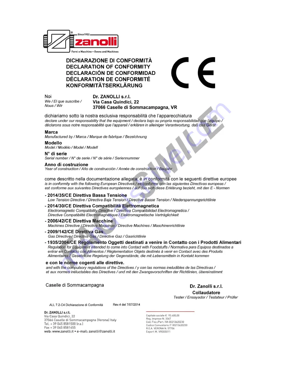 Dr. Zanolli ASADOR G Installation, Use And Maintenance Manual Download Page 3