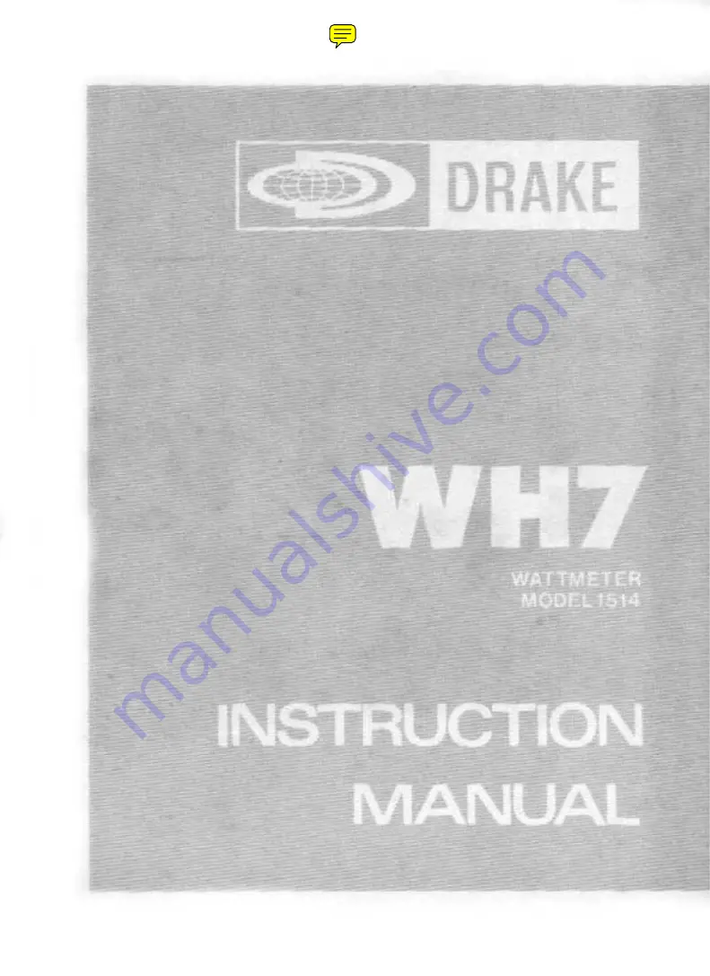 DRAKE WH7 1514 Instruction Manual Download Page 1