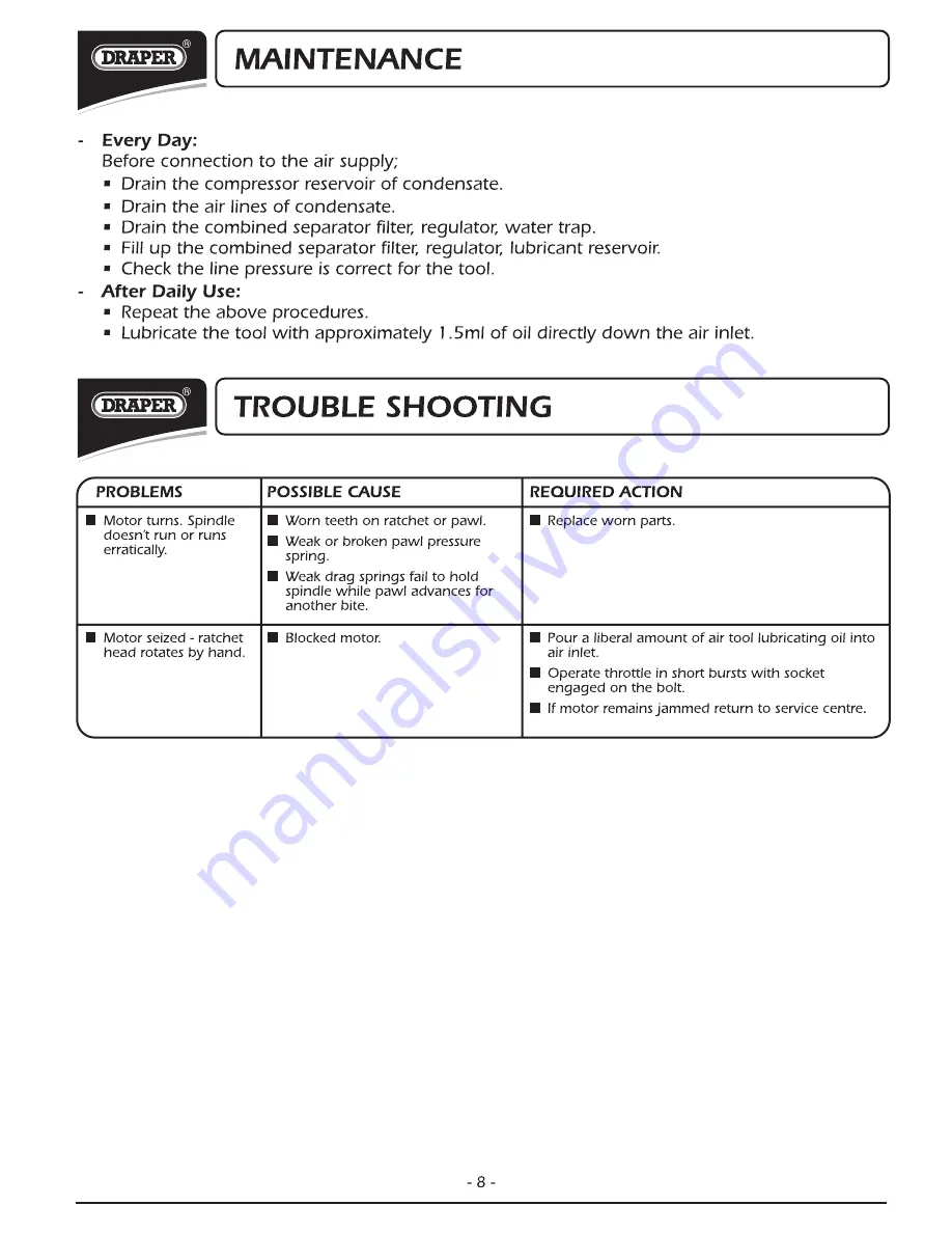 Draper 47567 Instructions Manual Download Page 9