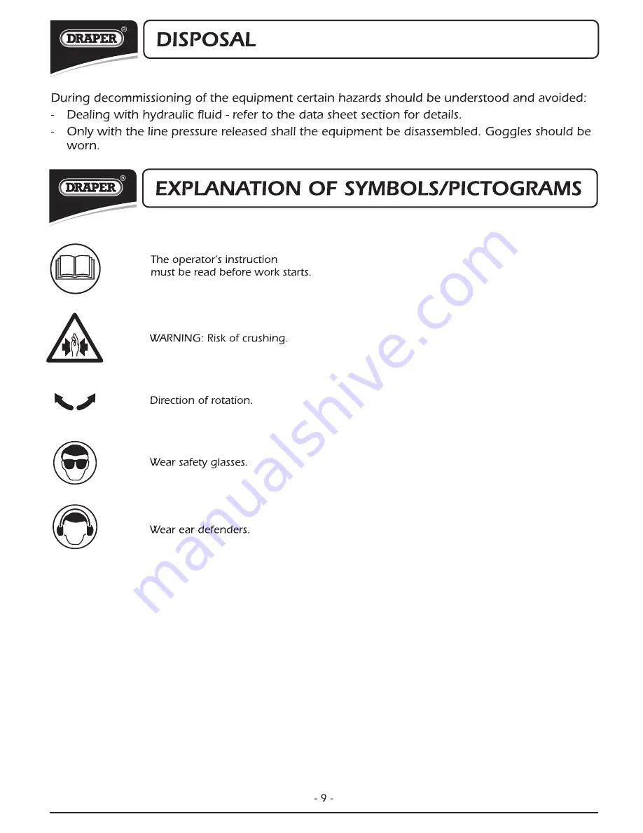 Draper 47567 Instructions Manual Download Page 10