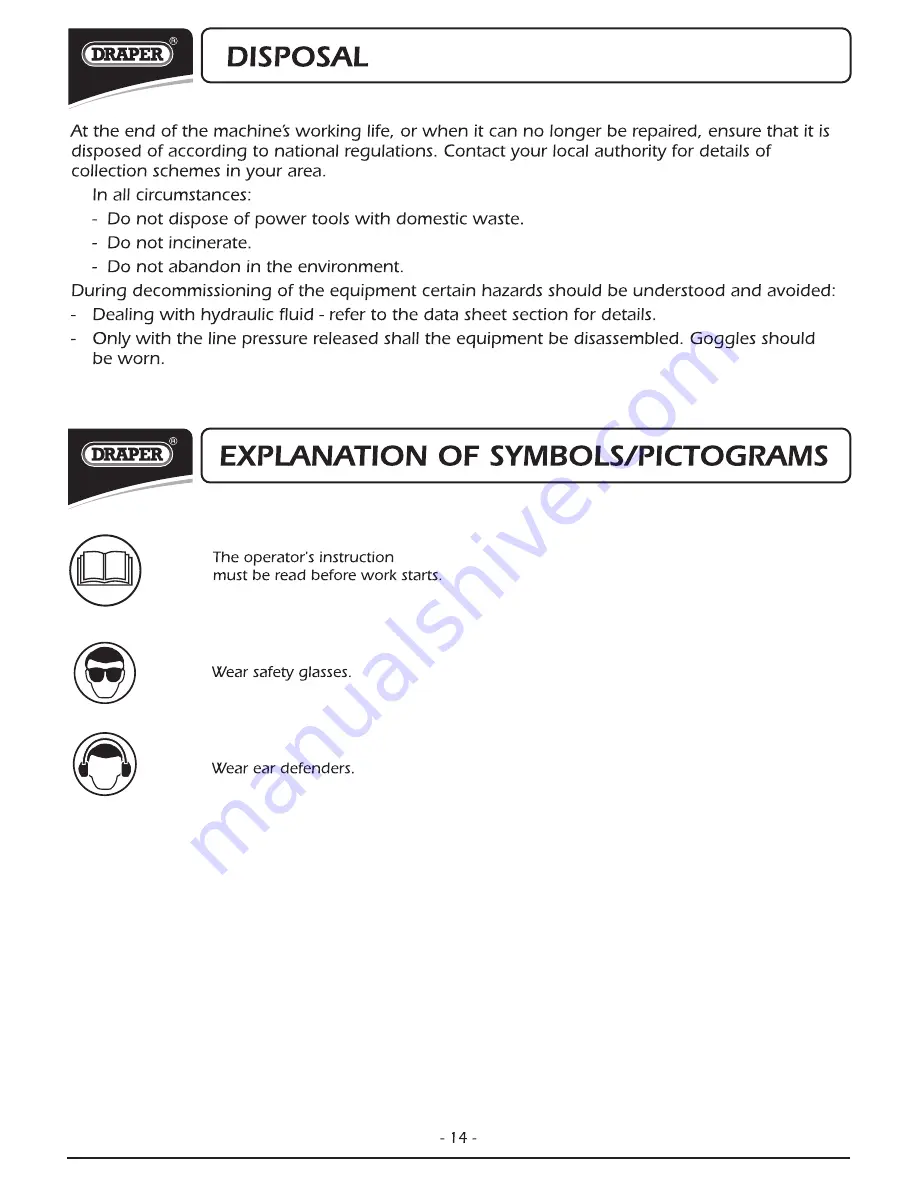 Draper 5226PRo Instructions Manual Download Page 15