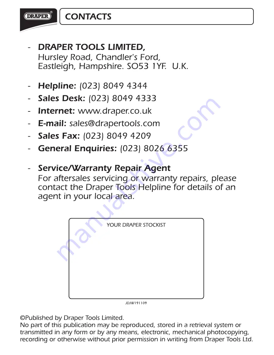 Draper 5275K/PRO Instructions For Download Page 12