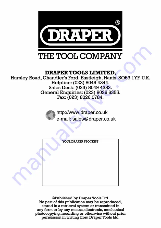 Draper 68587 Instructions Manual Download Page 10