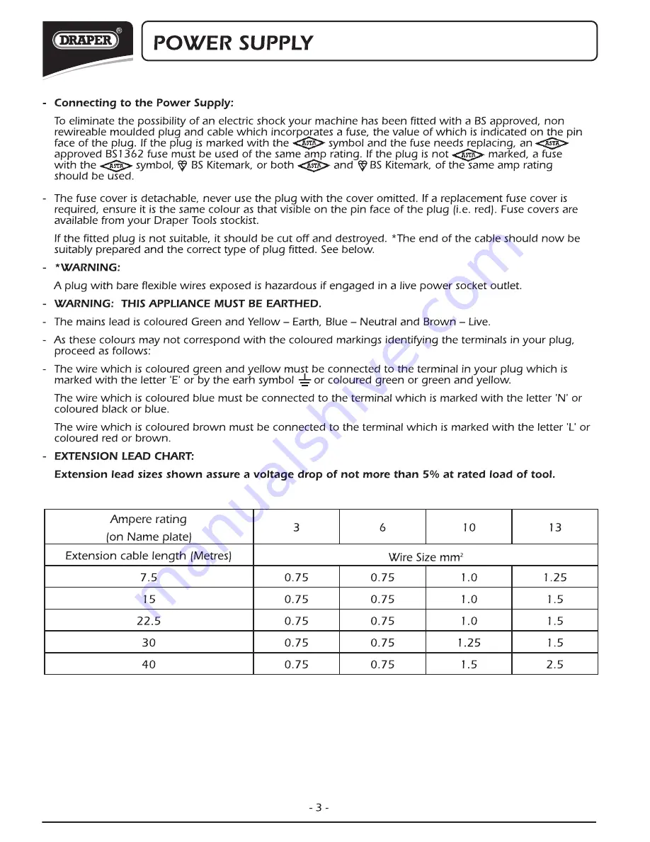 Draper 87906 Instructions Manual Download Page 4