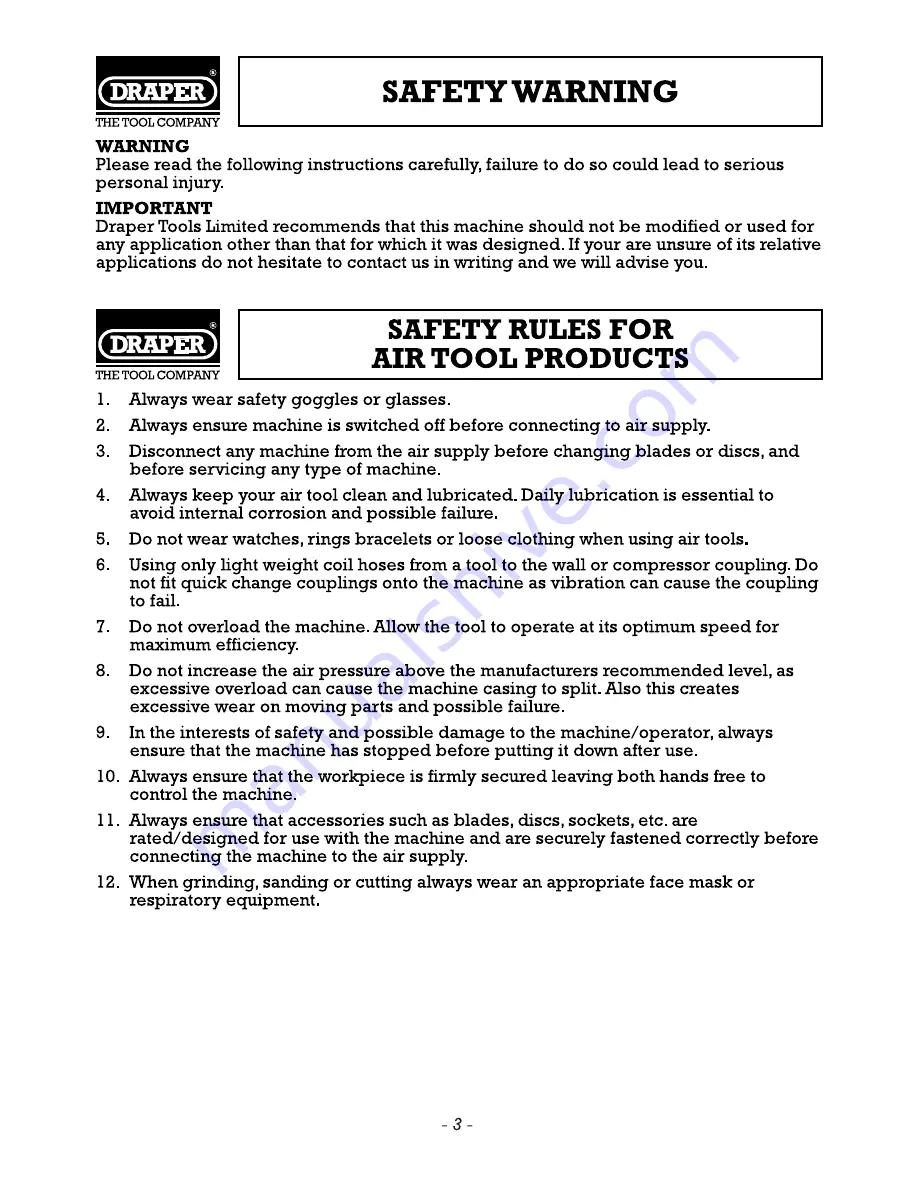 Draper AMN50 Instructions Manual Download Page 4