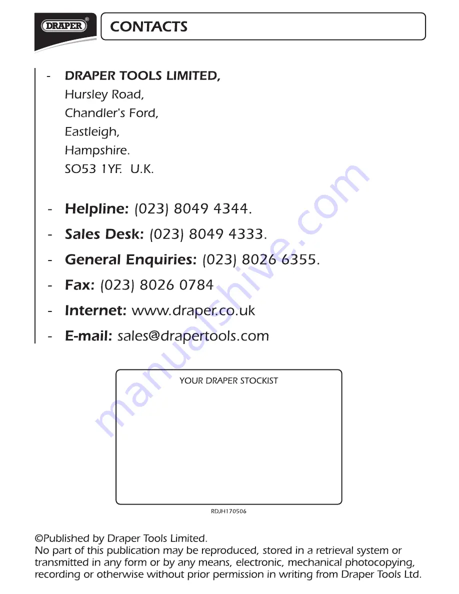 Draper CHD1404VPLUS Instructions Manual Download Page 12