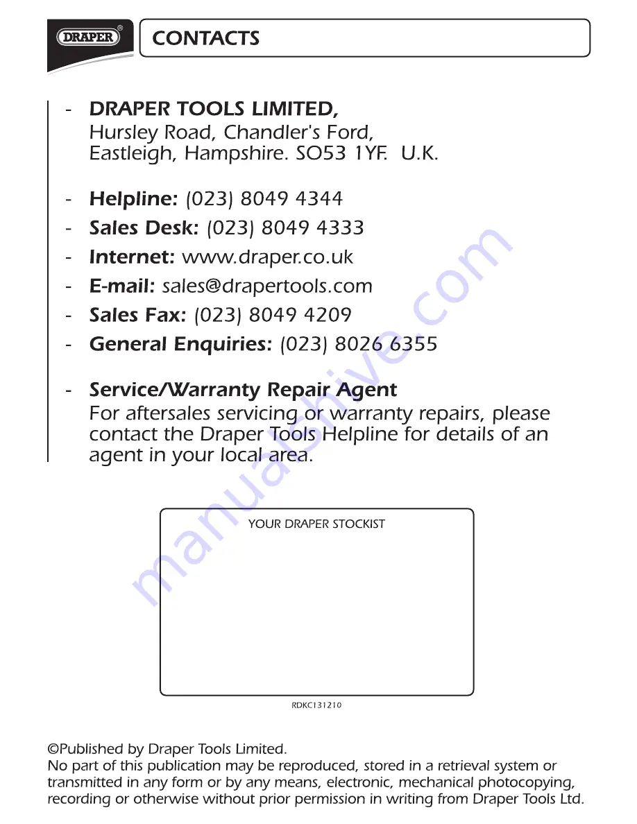 Draper CHD182VLI Instructions For Download Page 16