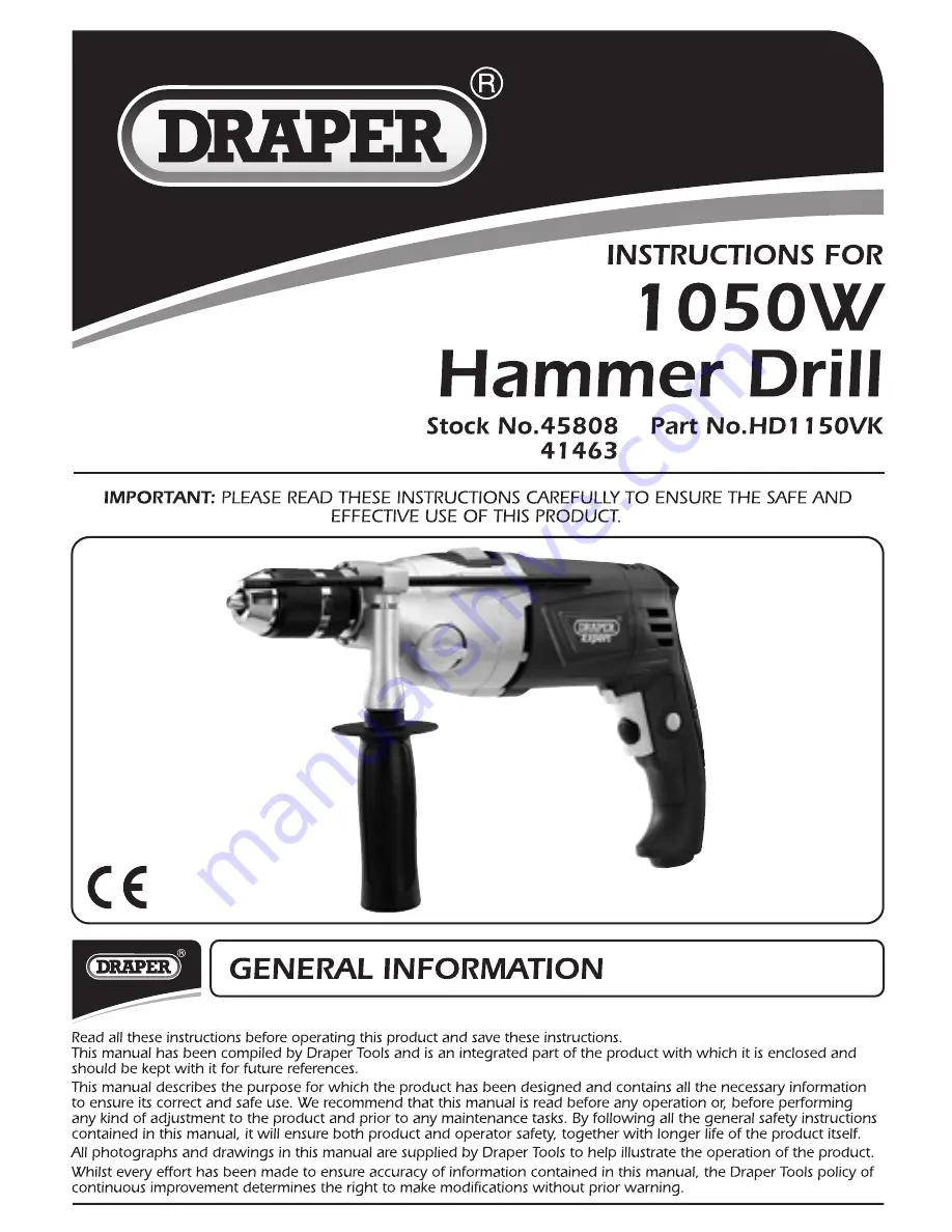 Draper HD1150VK Instructions For Download Page 1