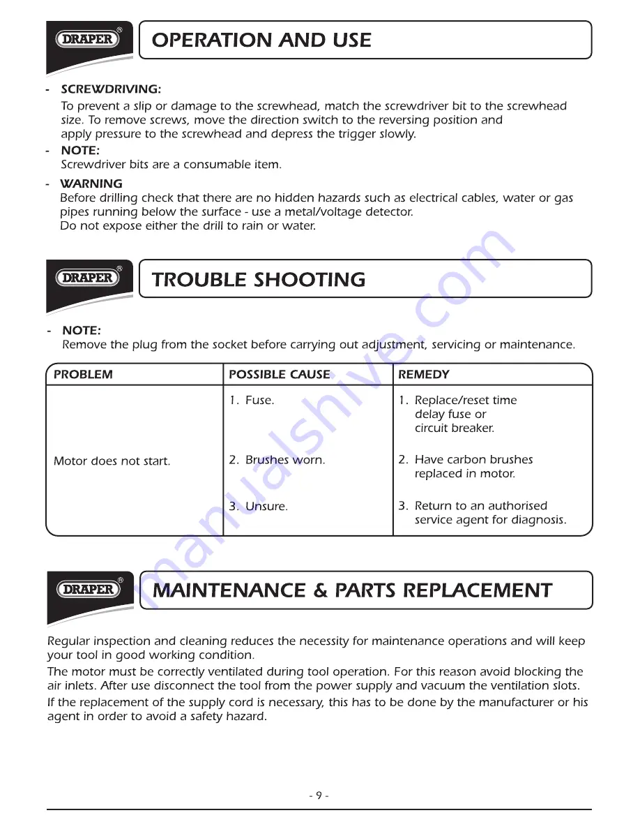 Draper HD1150VK Instructions For Download Page 10