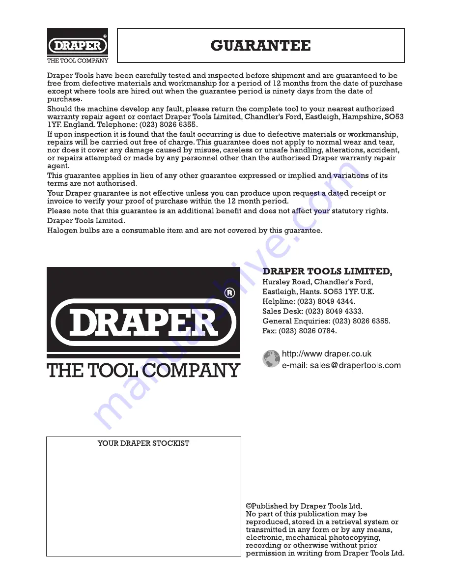 Draper HL500T Instructions Download Page 4