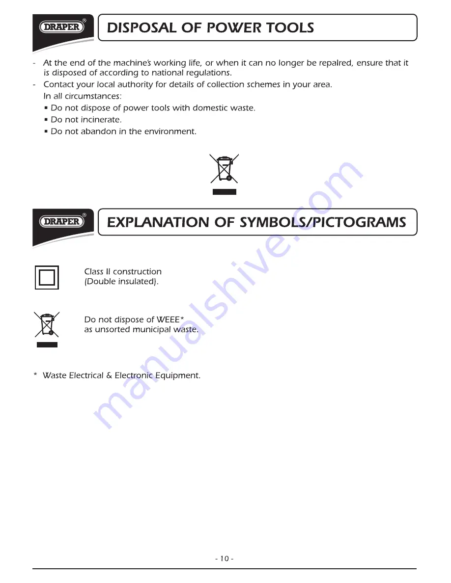 Draper PR812V Instructions Manual Download Page 11