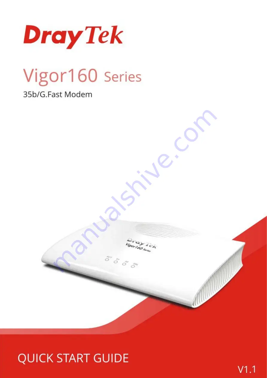 Draytek Vigor160 Series Quick Start Manual Download Page 1