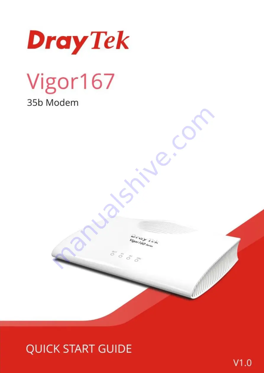 Draytek Vigor167 Quick Start Manual Download Page 1