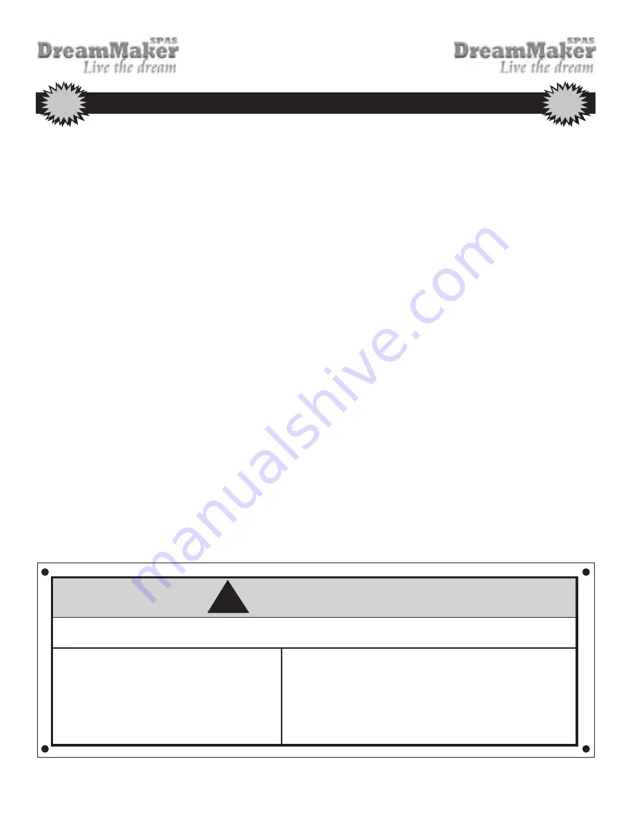 Dream Maker Spas B6L Series Скачать руководство пользователя страница 2