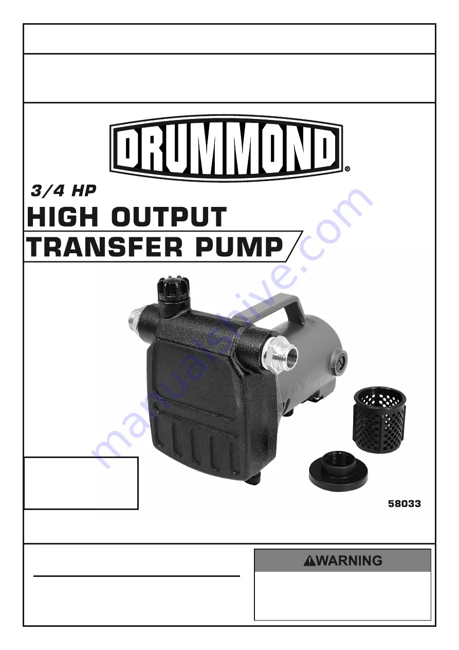 Drummond 58033 Owner'S Manual & Safety Instructions Download Page 1