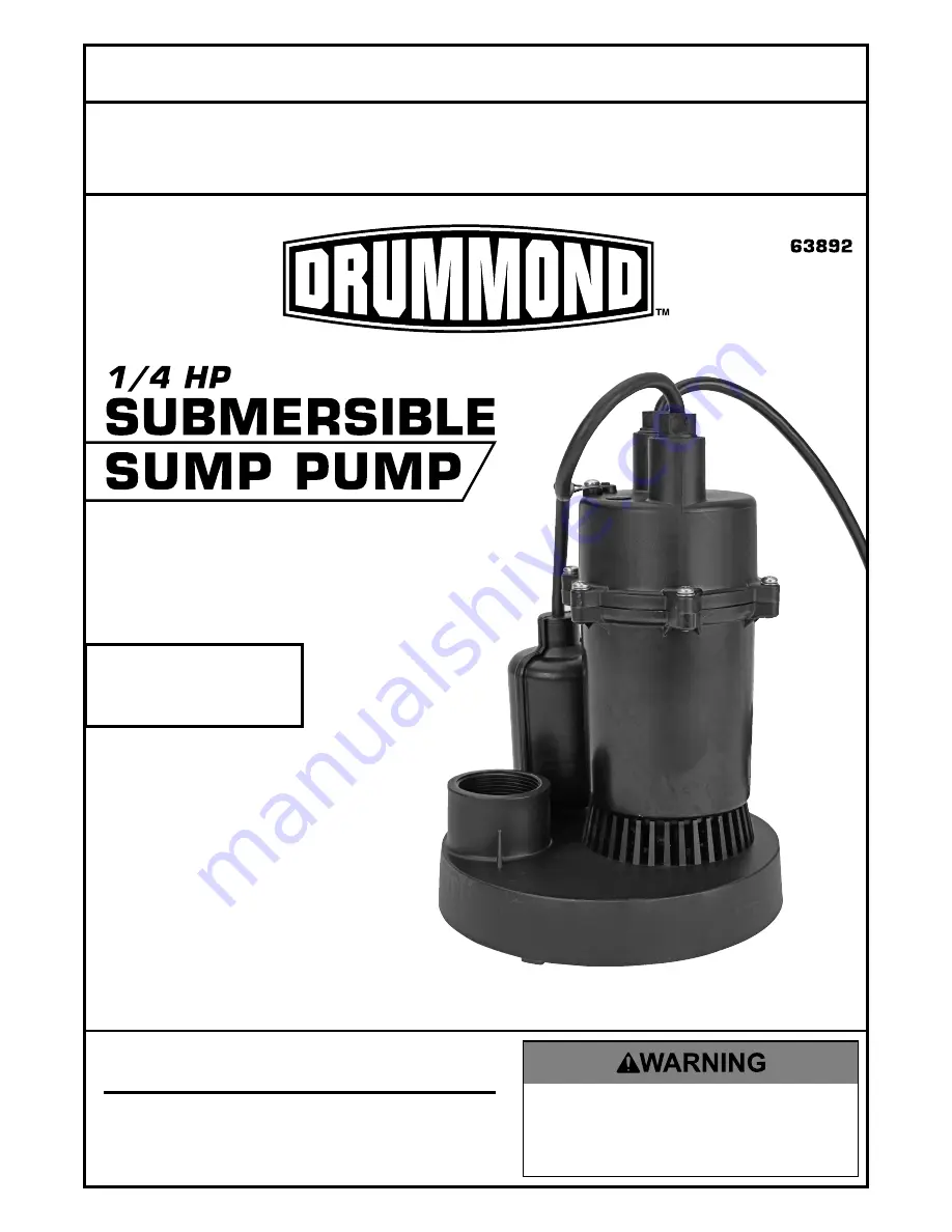 Drummond 63892 Owner'S Manual & Safety Instructions Download Page 1