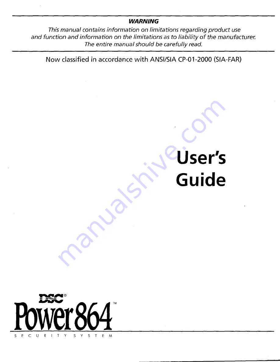 DSC PC5020 Power864 User Manual Download Page 1