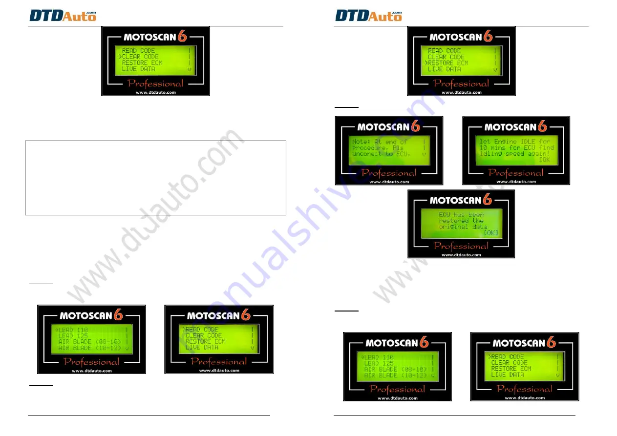 DTDAUTO MOTOSCAN Manual Book Download Page 19