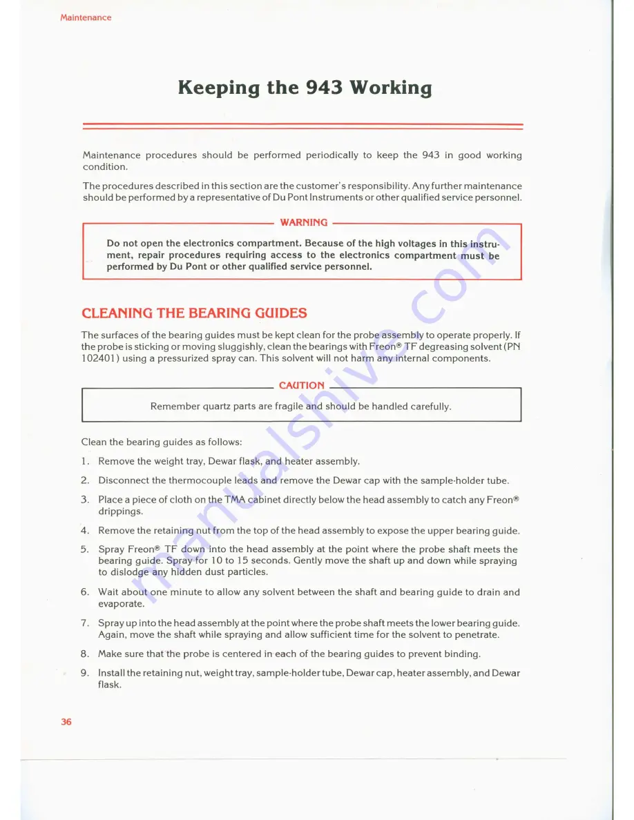 Du Pont 943 TMA Operator'S Manual Download Page 36