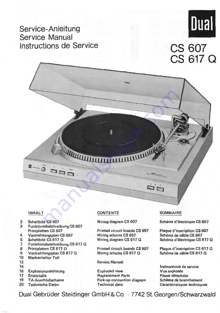 Dual CS 607 Service Manual Download Page 1